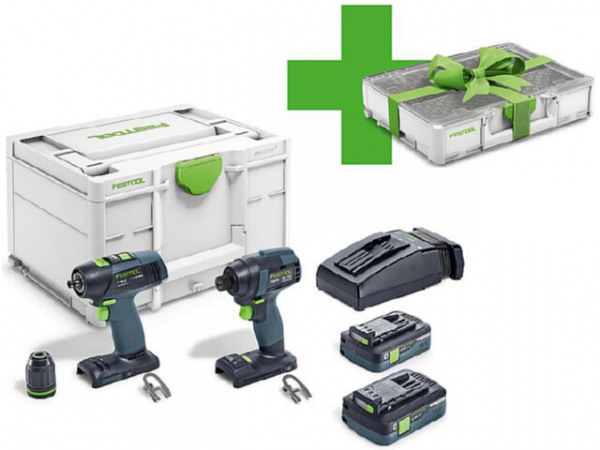 Akku-Set Festool 18V Best. aus Akku-Bohrschrauber, Akku Schlagschrauber mit 2x 4,0 Ah Akku und Ladegerät inkl. Systainer