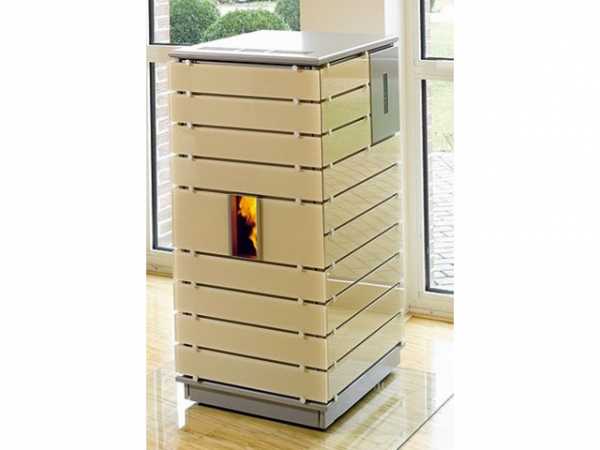Buderus Pellet-Primärofen ivo.tec, 3-8 kW, Glas Latte M, Stahl silbermetallic, Steuerung S5 Komfort, 7736600935
