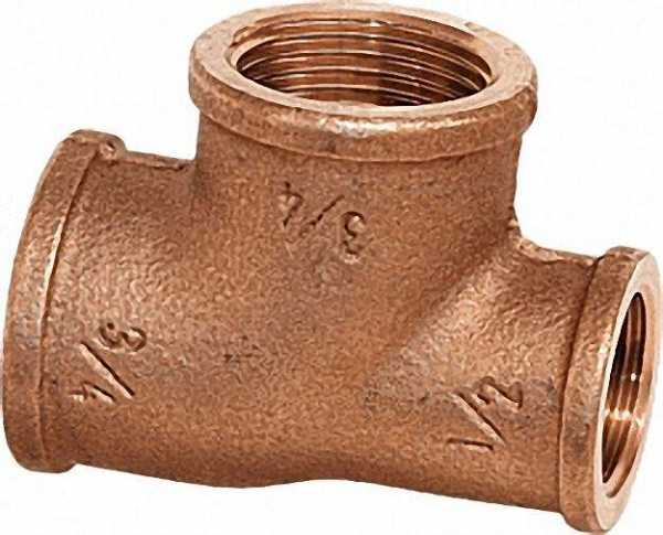 Rotguß-Gewindefitting T-Stück reduziert Typ 3130 1'' x 3/4'' x 1''