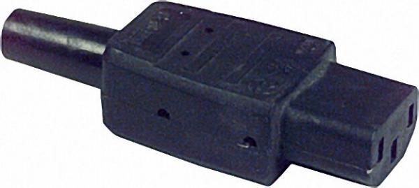 Kaltgerätestecker mit Tülle 230 V/10 A schwarz