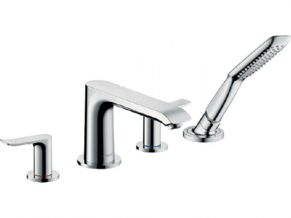 4-Loch Wannenarmatur Hansgrohe Metris F-Set chrom Wannenrandmontage