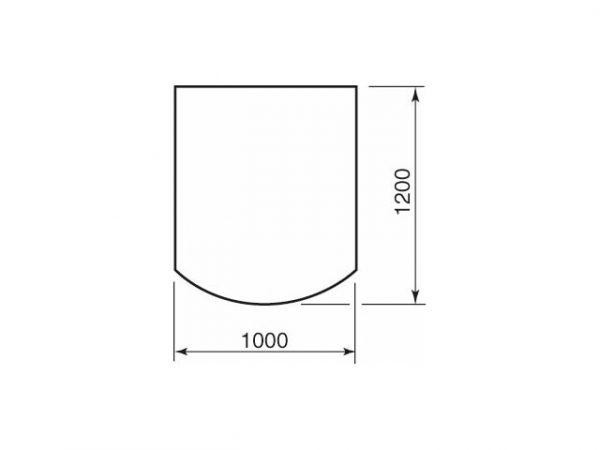 Buderus 80364692 Bodenplatte, Glas Viereck, mit Bogen gerundet, BxHxT = 1000x6x1200 mm, klar