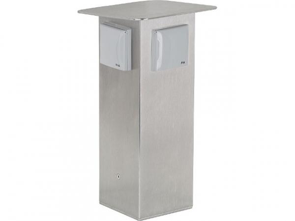 Garten-Steckdosensäule aus Edelstahl, 2x Schutzkontakt- steckdose 230V, 50Hz 6200170