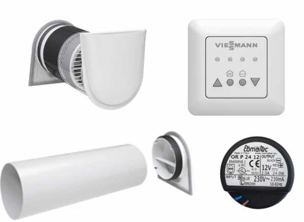 VIESSMANN Vitovent 100-D Set mit Wandhülse, Außenwandblende, Bedienteil und Netzteil Unterputz, Typ H00E A45