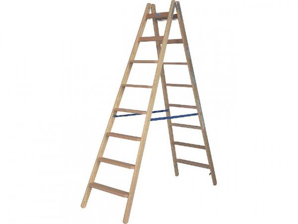 Stufen-Sprossen-Doppel-Leiter (Holz), Arb. Höhe 3,50m Leiterhöhe 2,15m 2x8