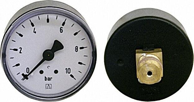 Rf-manometer 50 axial 0-10 bar, Anschluss 1/4'' axial (hinten) Rf-manometer 50 axial 0-10 bar, Anschluss 1/4'' axial (hinten)