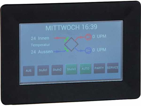 Steuerung mit Touchdisplay für Evenes KWL Gerät Typ HRV Filter und Temperaturanzeige