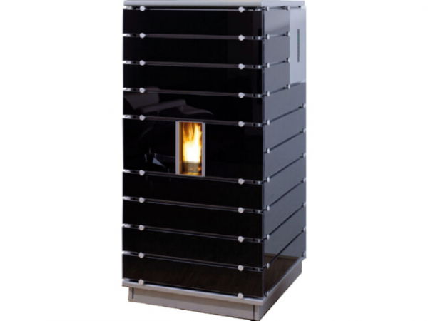 Buderus Pellet-Primärofen ivo.tec, 3-13 kW, Glas black, Stahl silbermetallic, Steuerung S5 Komfort, 7747221026