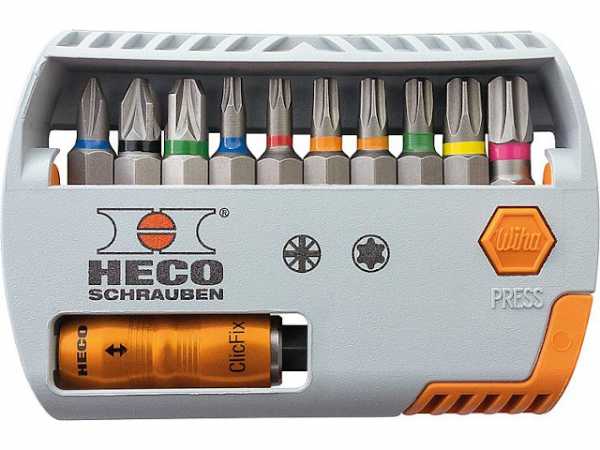 HECO-Bit-Selector, HECO- und Pozi-Drive, mit Farbcodierung 11-tlg. inkl. ClicFix