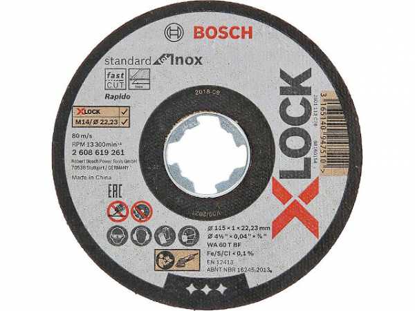 Trennscheibe BOSCH® für Edelstahl mitx- Lock Aufnahme Ø 115x1,0 mm