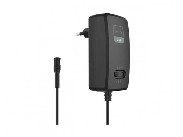 SCHALTNETZTEIL MIT EINSTELLBAREM AUSGANG - 100 - 240 V - 3 bis 12 VDC - 2.5 A + 6 Stecker