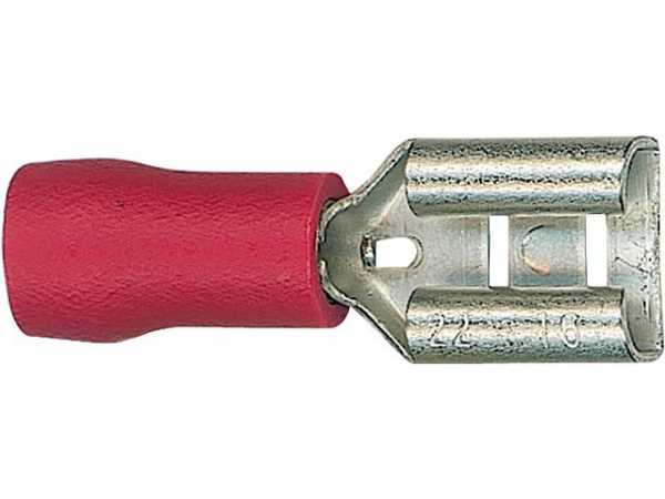 Flachsteckhülse halbisoliert bis 1,5mm², 2,8x0,5mm Farbe rot, VPE 100 Stück