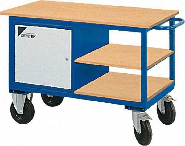 METEC Werkstatttischwagen Farbe: blau 835x1300x600mm mit Stahlblechschrank