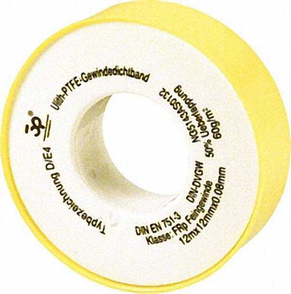 PTFE-Gewindedichtband FRp (Feingewinde) 1 Stück weißer Kern/gelbe Hülle