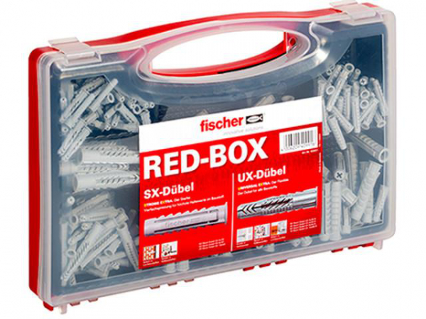 Fischer Dübelbox SX/UX, die praktische Sortimentsbox mit fischer Universaldübel UX und fischer Spreizdübel SX