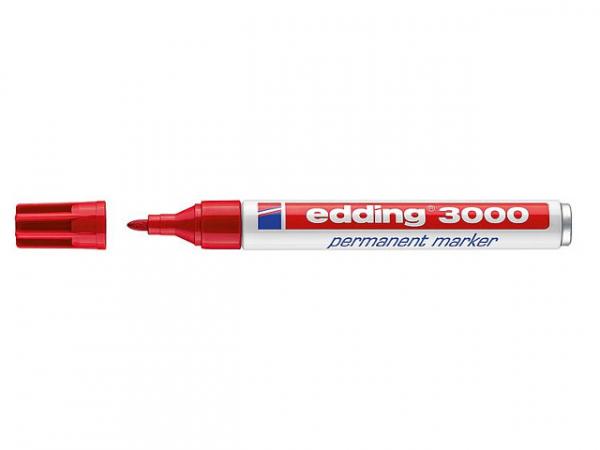 EDDING Permanentmarker 3000 rot Strichbreite 1, 5 - 3mm Rundspitze