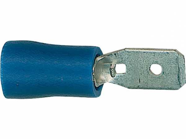 Flachstecker halbisoliert 2,5mm², 6,3x0, 8mm Farbe blau, VPE 100 Stück