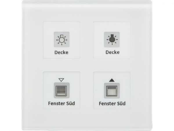 KNX RF+ Funk Glastaster Plus 4-fach mit Aktor, Weiß