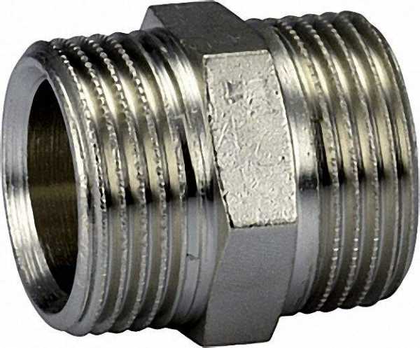 Anschluss-Stück 1/2 AG x 1/2 AG Messing blank