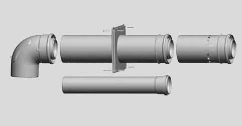 WOLF 2651994 Anschluss-Set B33 DN110/160 Abgasleitung im Schacht,raumluftabhängig