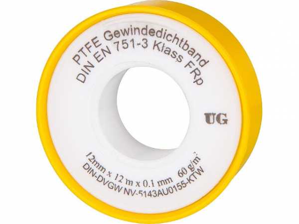 PTFE-Gewindedichtband FRp (Feingewinde) 1 Stück weißer Kern/gelbe Hülle