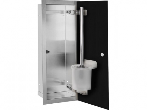 WC-Wandcontainer Edel.gebürstet Flat 450 1 schwarze Glastüre recht