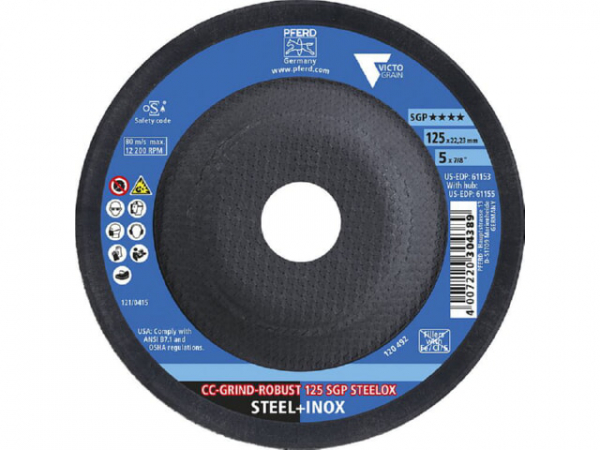 Schleifscheibe Pferd SGP, d 125 x 22,23, für Stahl/Edelstahl