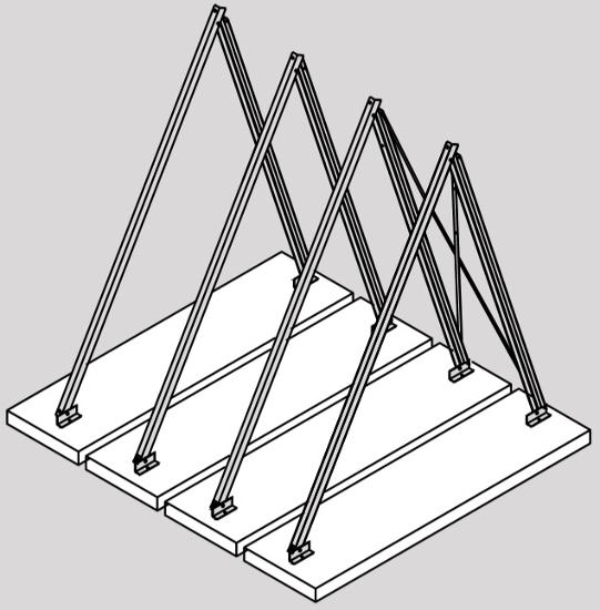 VIESSMANN Aufständerung Flachdach auf Unterkonstruktion, Aufstellwinkel 45°, bis 1,5 kN/m², 1 Kollektor waagerecht