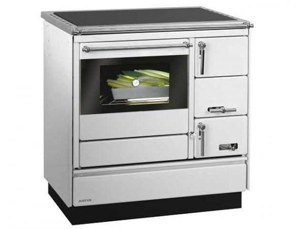 JUSTUS Festbrennstoffherd Linz-81 2.0, weiß Chrom, Backfach links