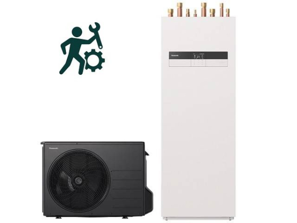 Panasonic Aquarea LT 3kW 230V, R32 Luftwärmepumpe Split mit Kombi-Hydromodul 185L, FSA, E-Heizelement 3kW, Gen. K mit IBN
