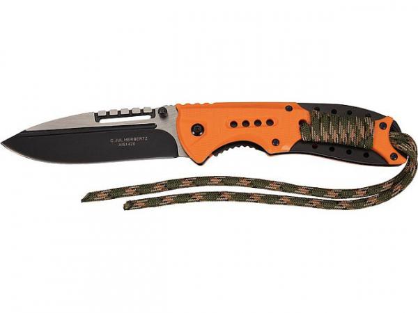 Einhandmesser Herbertz *KB* Farbe schwarz/orange, mit Paracord