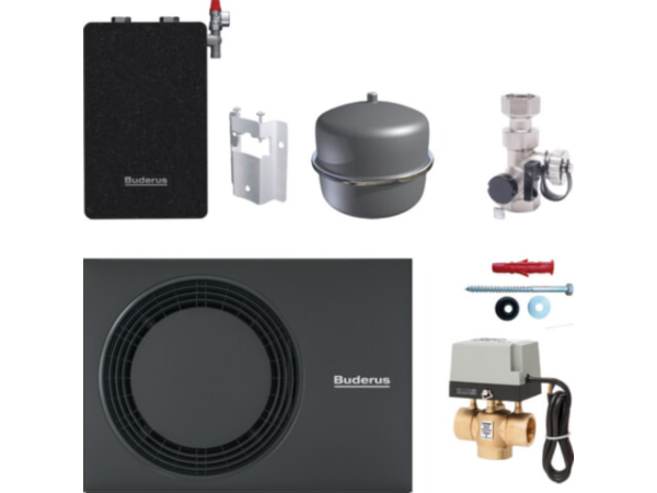 Buderus Gas-Brennwertkessel Logano plus Ergänzungs-Set Logaplus WLW-7 MB A H Paket Hybridsystem 7 kW mit Hybridmanager HM200, Hybridbox HYC2