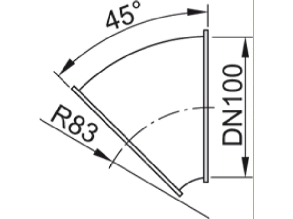 Viessmann Rohrbogen 45 Grad mit Bördelrand, für Lüftungsanlagen, DN100, langlebig und montagefreundlich ZK02980