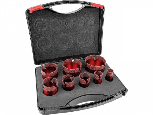 Fliesenbohrkronenset Soldia 8-teilig, 20,25,32,35,40,50,60,68 mm, Aufnahme M14, trocken