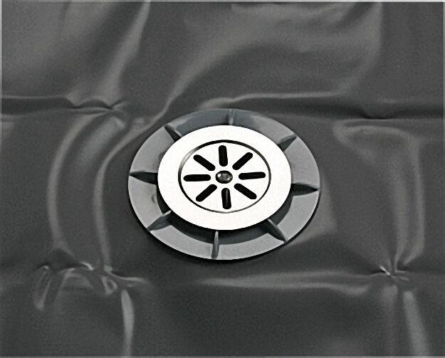 Bodenablauf ABS 100 x 50mm mit Isolierfolie PVC 1200 x 1200mm Bodenablauf ABS 100 x 50mm mit Isolierfolie PVC 1200 x 1200mm