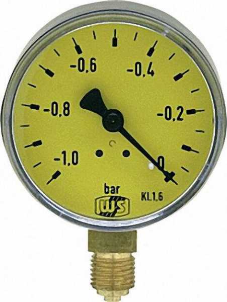 Vakuummeter ohne Glyzerindämpfung -1 - 0 bar 63mm 1/4'' unten