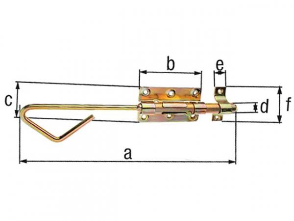 Bolzenriegel mit Schlaufe, 320x58mm, gelb verzinkt