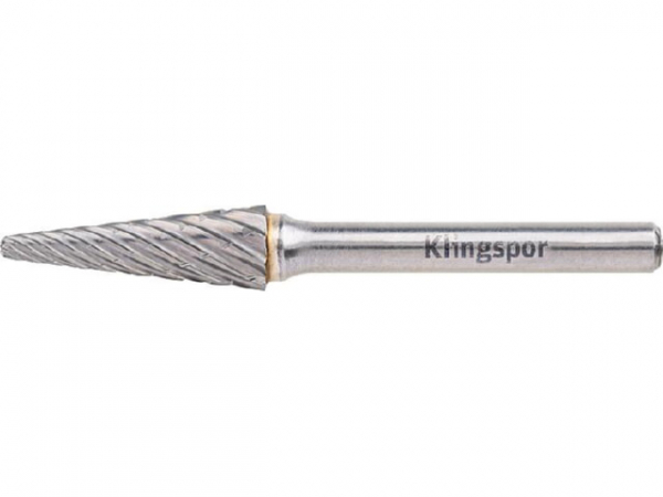 Hartmetall-Fräser KLINGSPOR rundkegelförmig Spezialver- zahnung, Ø 9,6mm, L: 64mm