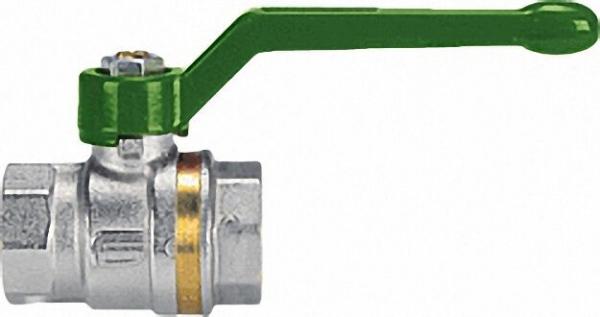 EFFEBI Messingkugelhahn ASTER ACS IG/IG 1 1/2'' DVGW-zertifiziert mit grünem Aluminium Handhebel