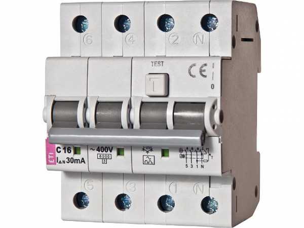 FI/LS-Schalter KZS-4M, 3-pol+N, C25A, 30mA, 6kA, Typ A