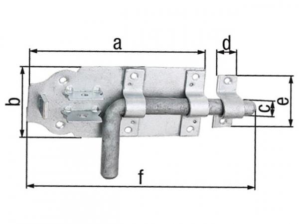 Bolzenriegel mit Schlaufe, 210x70mm, feuerverzinkt