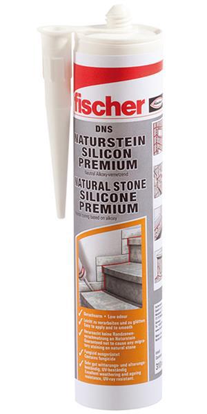 Fischer Naturstein Silikon transparent, DNS, 310 ml, Silikon-Dichtstoff für Marmor und Naturstein, 53121