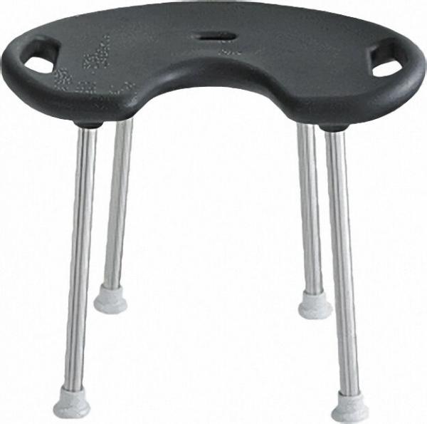 Hocker - 594 x 408 x 510mm, Sitzhöhe 480mm, Sitzpolster schwarz, Hockerbeine Edelstahl