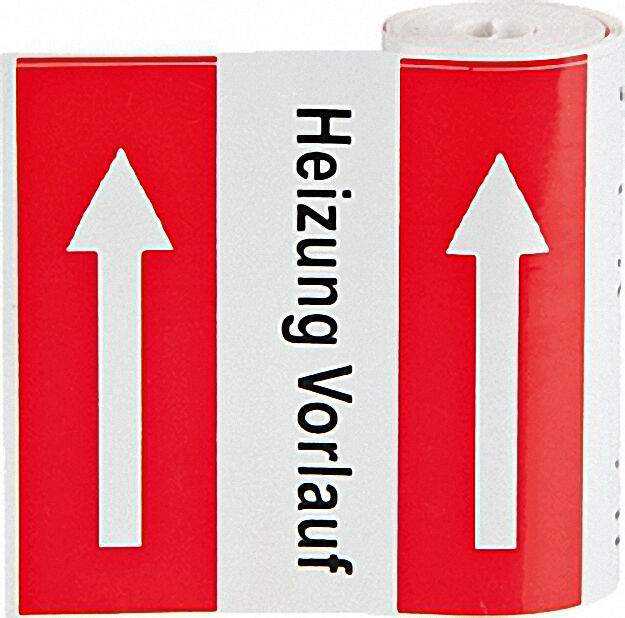 Klebebezeichnungsbänder Warmwasser 78mm breit, Rolle mit 5m Klebebezeichnungsbänder Warmwasser 78mm breit, Rolle mit 5m