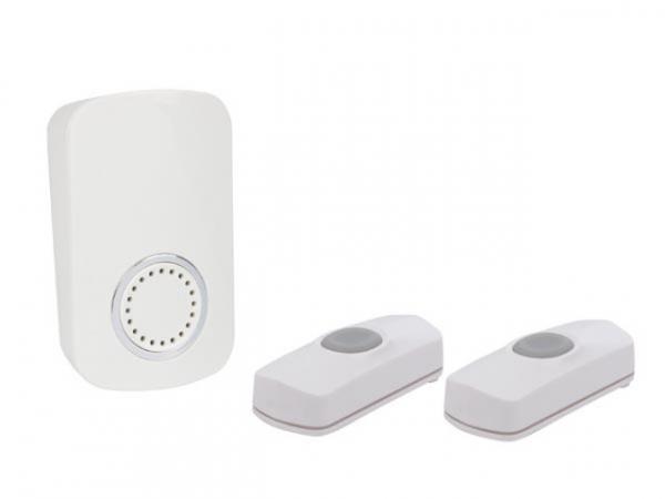 FUNK-KLINGEL-SET MIT TÜRKLINGEL (NETZGERÄT) UND 2 KLINGELTASTERN (BATTERIEBETRIEBEN) EDPTW