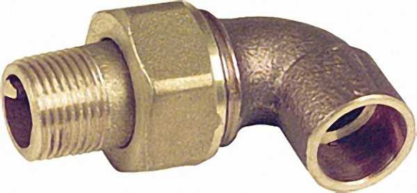 Rotguß-Lötfitting 4098g Winkelverschraubung 90° einerseits AG konisch 10-R3/8''