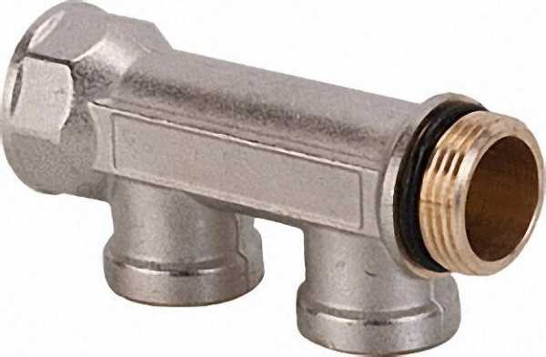 2 Fach-Verteiler 1'' x 1/2 IG vernickelt