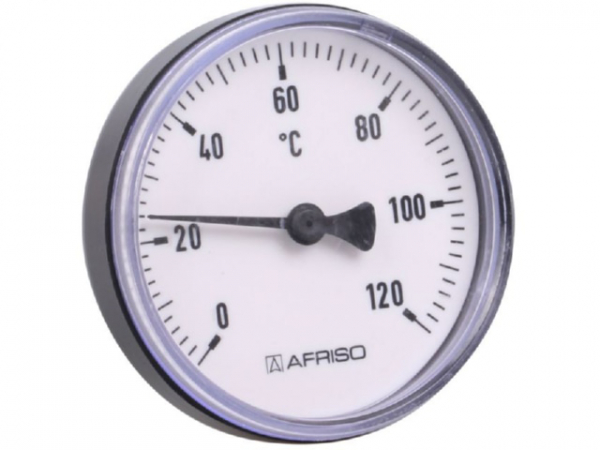 Heizungsthermometer Bimetall 63 mm Gehäuse, 45 mm Fühler