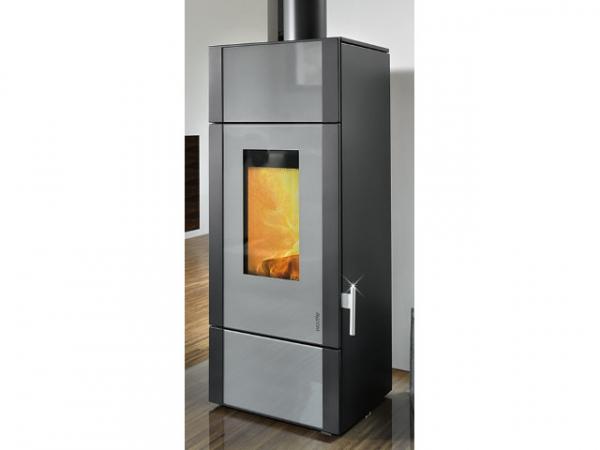 Buderus Kaminofen Giro water+, 8 kW, Glas Dekor grey, Stahl black, 7736661326