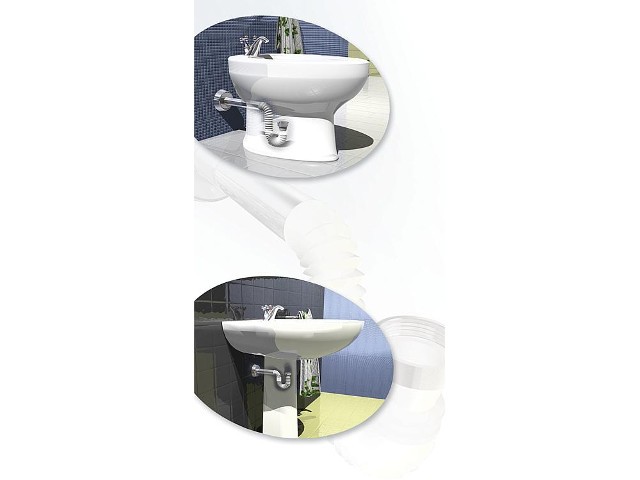 chrom Sifon WC Bad Röhrensifon flexibel 230mm 11/4" x 32mm PP/ABS Farbe weiß 